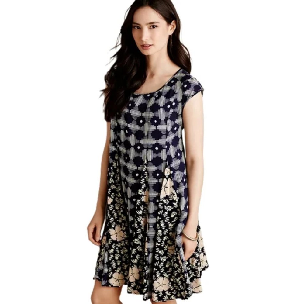 Floral Navy and Cream Women's Dress